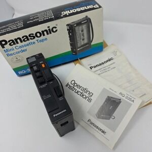Panasonic RQ-335A Mini Cassette Tape Recorder Black Full Auto Stop Vintage
